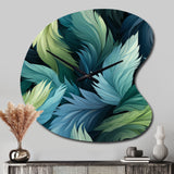 Blue And Teal Parrot Feathers - Asymmetric Metal Wall Clock