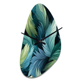 Blue And Teal Parrot Feathers - Asymmetric Metal Wall Clock