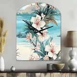 Seaside Reflections Tropical Pattern - Asymmetric Metal Wall Clock