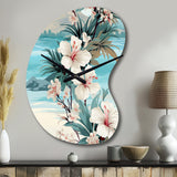 Seaside Reflections Tropical Pattern - Asymmetric Metal Wall Clock