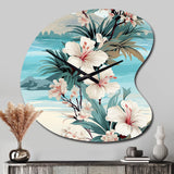Seaside Reflections Tropical Pattern - Asymmetric Metal Wall Clock