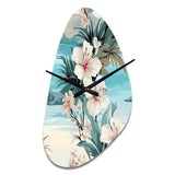 Seaside Reflections Tropical Pattern - Asymmetric Metal Wall Clock