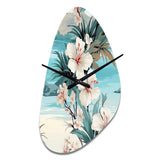Seaside Reflections Tropical Pattern - Asymmetric Metal Wall Clock