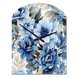 Floral Blue And White Victorian Pattern - Asymmetric Metal Wall Clock
