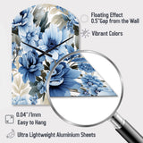 Floral Blue And White Victorian Pattern - Asymmetric Metal Wall Clock