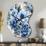 Floral Blue And White Victorian Pattern - Asymmetric Metal Wall Clock