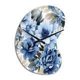 Floral Blue And White Victorian Pattern - Asymmetric Metal Wall Clock