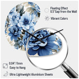 Floral Blue And White Victorian Pattern - Asymmetric Metal Wall Clock