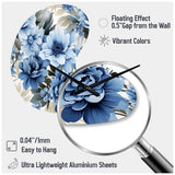 Floral Blue And White Victorian Pattern - Asymmetric Metal Wall Clock