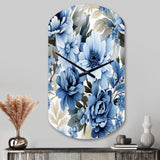 Floral Blue And White Victorian Pattern - Asymmetric Metal Wall Clock