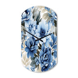 Floral Blue And White Victorian Pattern - Asymmetric Metal Wall Clock