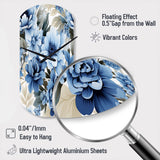 Floral Blue And White Victorian Pattern - Asymmetric Metal Wall Clock