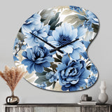 Floral Blue And White Victorian Pattern - Asymmetric Metal Wall Clock