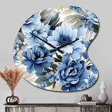 Floral Blue And White Victorian Pattern - Asymmetric Metal Wall Clock