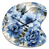 Floral Blue And White Victorian Pattern - Asymmetric Metal Wall Clock