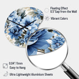 Floral Blue And White Victorian Pattern - Asymmetric Metal Wall Clock