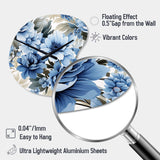 Floral Blue And White Victorian Pattern - Asymmetric Metal Wall Clock