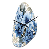 Floral Blue And White Victorian Pattern - Asymmetric Metal Wall Clock