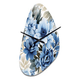 Floral Blue And White Victorian Pattern - Asymmetric Metal Wall Clock