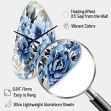 Floral Blue And White Victorian Pattern - Asymmetric Metal Wall Clock