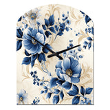 Cobalt Blue Cameo Trellis Victorian Pattern - Asymmetric Metal Wall Clock
