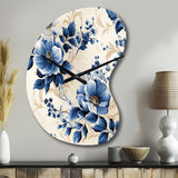 Cobalt Blue Cameo Trellis Victorian Pattern - Asymmetric Metal Wall Clock