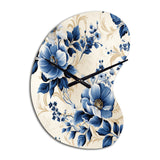 Cobalt Blue Cameo Trellis Victorian Pattern - Asymmetric Metal Wall Clock