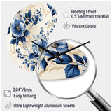 Cobalt Blue Cameo Trellis Victorian Pattern - Asymmetric Metal Wall Clock