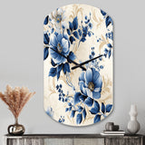 Cobalt Blue Cameo Trellis Victorian Pattern - Asymmetric Metal Wall Clock