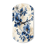 Cobalt Blue Cameo Trellis Victorian Pattern - Asymmetric Metal Wall Clock