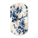 Cobalt Blue Cameo Trellis Victorian Pattern - Asymmetric Metal Wall Clock