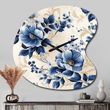 Cobalt Blue Cameo Trellis Victorian Pattern - Asymmetric Metal Wall Clock