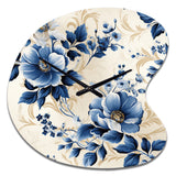 Cobalt Blue Cameo Trellis Victorian Pattern - Asymmetric Metal Wall Clock