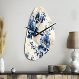 Cobalt Blue Cameo Trellis Victorian Pattern - Asymmetric Metal Wall Clock