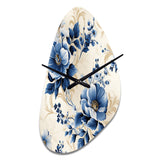 Cobalt Blue Cameo Trellis Victorian Pattern - Asymmetric Metal Wall Clock