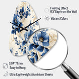 Cobalt Blue Cameo Trellis Victorian Pattern - Asymmetric Metal Wall Clock