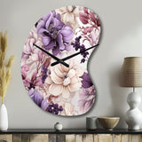 Ethereal Floral Delight Victorian Pattern - Asymmetric Metal Wall Clock