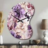 Ethereal Floral Delight Victorian Pattern - Asymmetric Metal Wall Clock