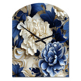 Victorian Cobalt Blue Foliage Victorian Pattern - Asymmetric Metal Wall Clock