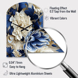 Victorian Cobalt Blue Foliage Victorian Pattern - Asymmetric Metal Wall Clock
