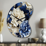 Victorian Cobalt Blue Foliage Victorian Pattern - Asymmetric Metal Wall Clock