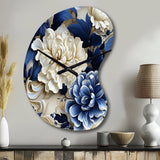 Victorian Cobalt Blue Foliage Victorian Pattern - Asymmetric Metal Wall Clock