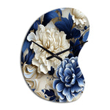 Victorian Cobalt Blue Foliage Victorian Pattern - Asymmetric Metal Wall Clock