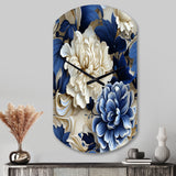 Victorian Cobalt Blue Foliage Victorian Pattern - Asymmetric Metal Wall Clock