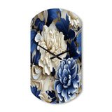 Victorian Cobalt Blue Foliage Victorian Pattern - Asymmetric Metal Wall Clock
