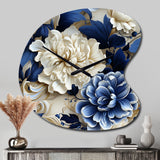 Victorian Cobalt Blue Foliage Victorian Pattern - Asymmetric Metal Wall Clock