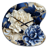 Victorian Cobalt Blue Foliage Victorian Pattern - Asymmetric Metal Wall Clock