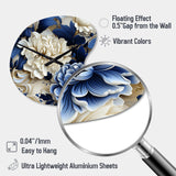 Victorian Cobalt Blue Foliage Victorian Pattern - Asymmetric Metal Wall Clock