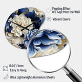 Victorian Cobalt Blue Foliage Victorian Pattern - Asymmetric Metal Wall Clock