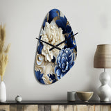 Victorian Cobalt Blue Foliage Victorian Pattern - Asymmetric Metal Wall Clock